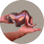 Ceramic Adult Rhino immediately after a Raku fire by Alan Nabavi